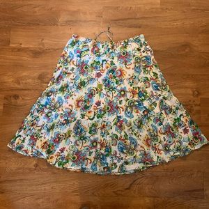 Hippie skirt retro rainbow floral pattern flowy fabric 16 plus